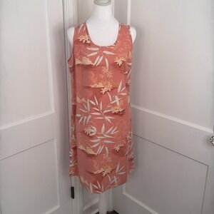 Tommy Bahama Dress Womens Medium Silk Coral Tropical Hawaiian Sheath Sundress